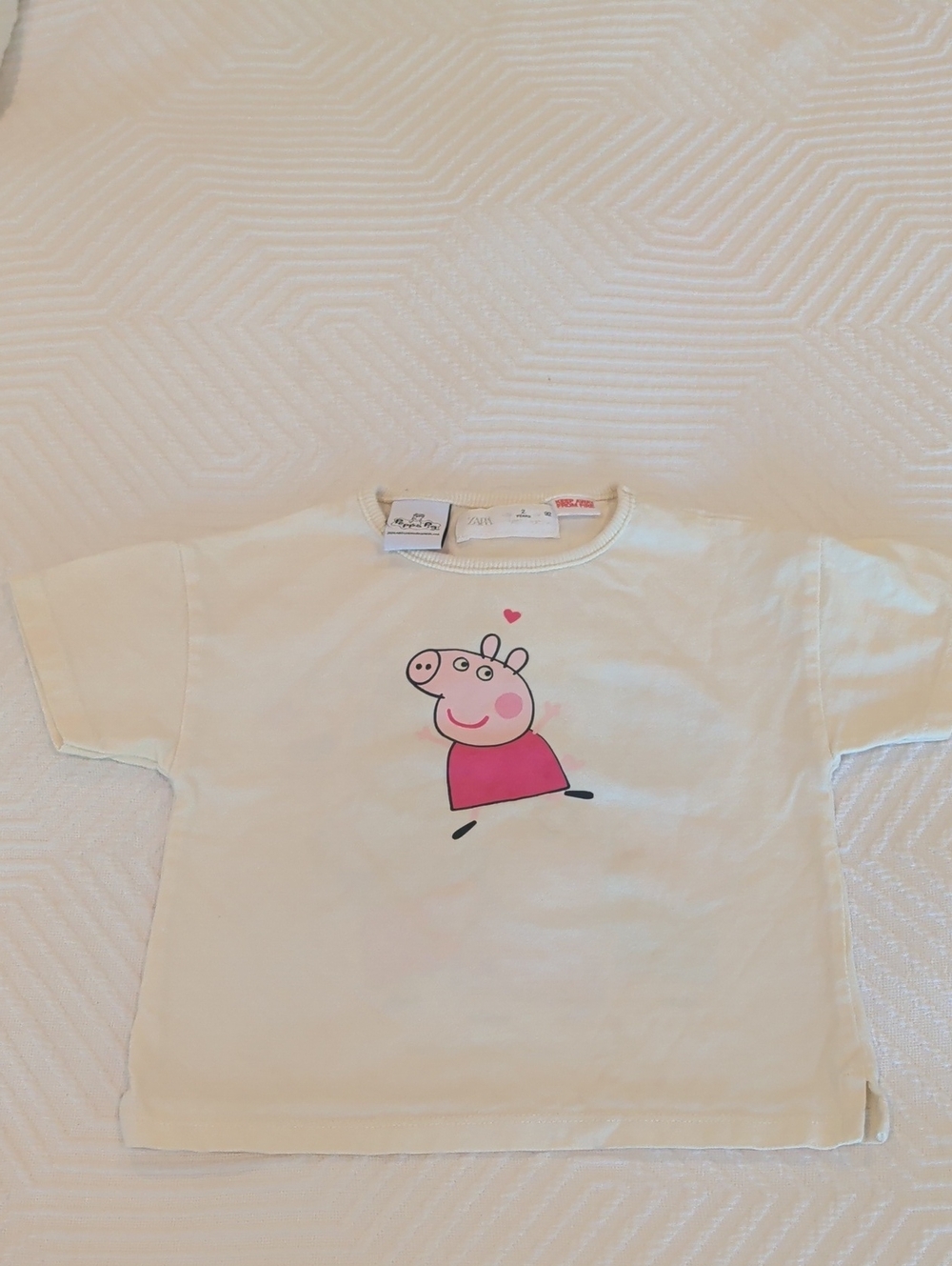 Zara Cream Kids Short-Sleeve Tee with Pink Character Print